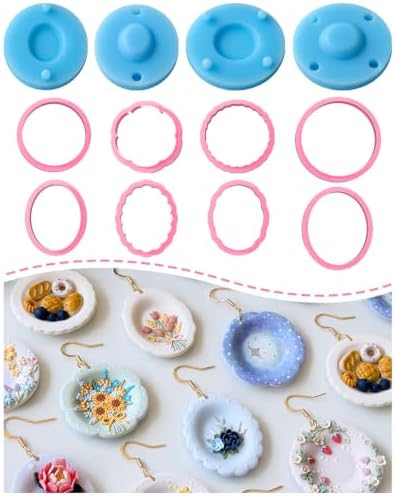 Keoker Scalloped Edge Plate Polymer Clay Cutters and Clay Earring Molds, 3D Plate Clay Molds, 6 Petal Edge Plate Shape Polymer Clay Earring Cutters