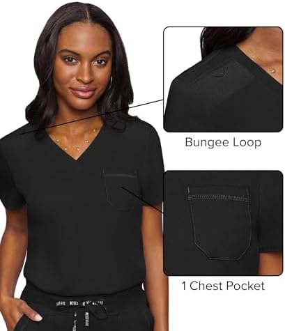 Med Couture Touch Women's Scrub Tops V-Neck Tuck-in Top with 1 Pocket