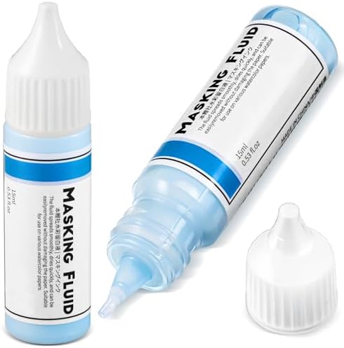 Feifeiya 2 Pcs Masking Fluid for Watercolor Painting, 15ml Capacity, Blue
