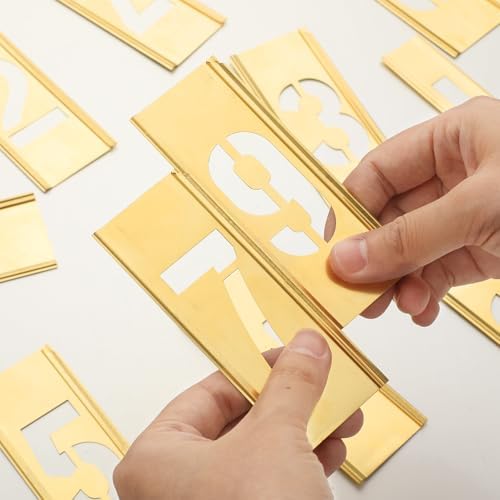 Pelopy 45 Pcs 2 Inch Brass Stencils Letters and Numbers Stencils Set