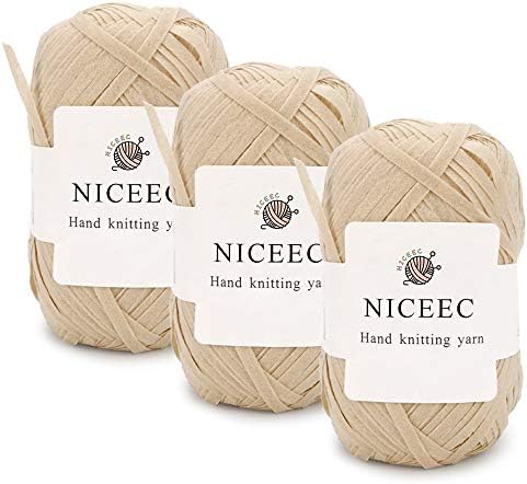 NICEEC 3 Skeins Kraft Paper Yarn 474yds/5.3oz - Beige