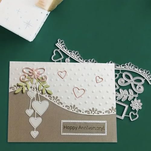 Cutting Dies Metal Stencils Scrapbooking Tools DIY Embossing Template for Paper Card Making Album Arts Crafts Supplies (Anniversary Lace Love Wave-14.5x7.9cm)