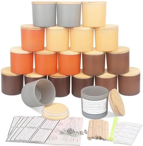 MILIVIXAY 20 Pack 4 OZ Fall Candle Jars with Lids and Candle Making Kits - Bulk Small Empty Candle Jars for Making Candles - Spice, Powder Containers.