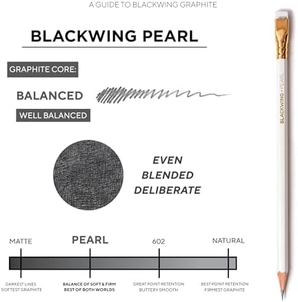 Blackwing Pearl Pencils, Balanced Japanese Graphite, White, 12 Count