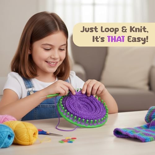 Olikraft Knitting Loom Kit for Beginners, 4 Round and 2 Rectangular Looms