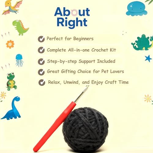 Dog Crochet Kit for Beginners, Larger Size Amigurumi Starter Kit with Step-by-step Tutorial Video and User Manual, Easy Art Crochet Knitting Amigurumi, DIY Animal Kits Dogs Puppy Lovers