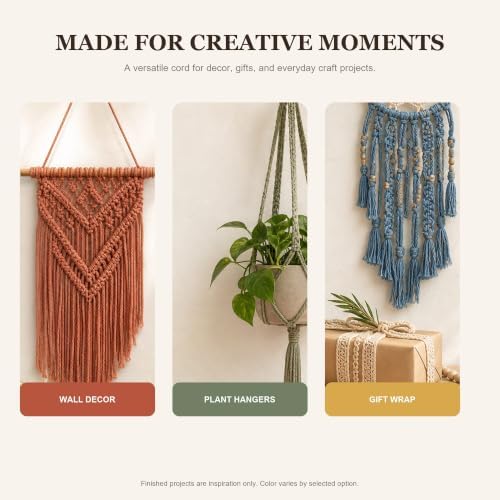Macrame Cord 3mm x 109Yards (328Feet), Natural Cotton Macrame Rope - 4 Strands Twisted Macrame Cotton Cord for Wall Hanging, Plant Hangers, Crafts, Gift Wrapping and Wedding Decorations, Dark Blue