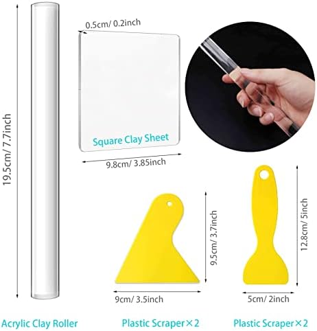 Yayatty 35 PCS Polymer Clay Cutters Set, Clay Roller, Clay Slicer Blade Clay Cutter Blade, Acrylic Sheet, Slicing Tools with Clay DIY Tool for Clay DIY, Sculpting Modelling