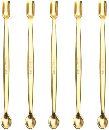 Briartw 5 Pcs Stainless Steel Craft Spoon | Mess-Free Crafting with Dual-Shaped Spoons for Glitter, Embossing Powders, Sequins & Small Embellishments | Gold | 6.7inch Length