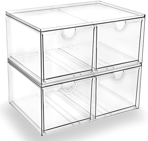 Prsildan Acrylic Storage Drawers Clear Makeup Organizer with 4 Drawers
