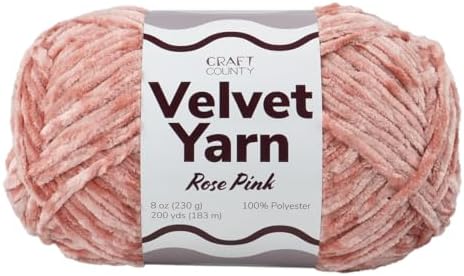 Craft County Bulky 5 Velvet Yarn – Super Soft Polyester Yarn for Blankets, Home Décor, and More!