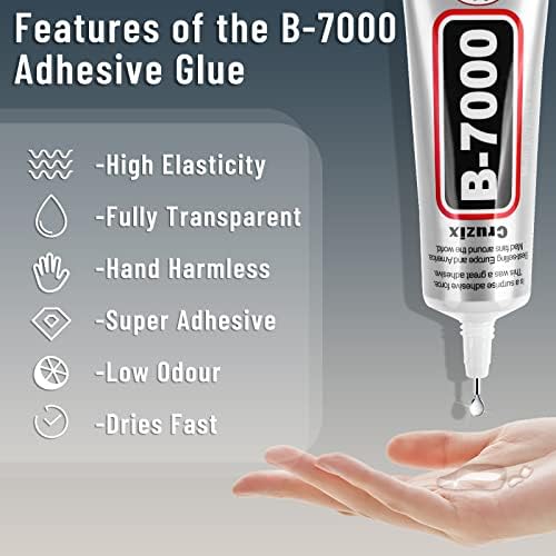 B-7000 Craft Glue for Jewelry Making, Multi-Function B-7000 Super Adhesive Glues Liquid Fusion Glue for Rhinestones Crafts, Clothes Shoes, Fabric, Jewelry Making, Cell Phones (3x25 ml/0.9 oz)