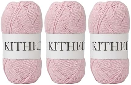 Cotton Chainette Yarn,4 Medium (Worsted)-10oz,3 Pack,Knitting Yarn for Beginners,Thicker for Crocheting and Knitting (20 Baby Pink)
