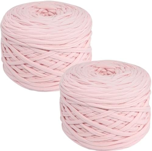 800g T-Shirt Yarn, 260 Yards Elastic Fabric Crochet DIY Pink