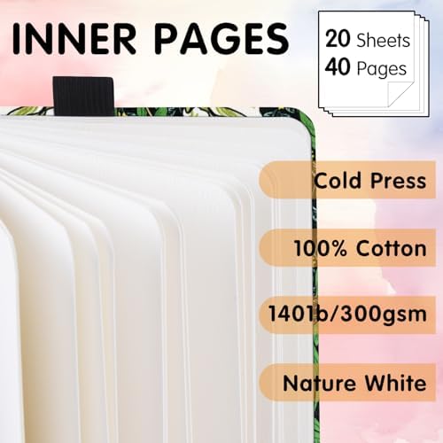 Watercolor Sketchbook,5 x 5 inches Hardcover Journal Art Sketchbook,30 Sheets 140lb/300gsm Acid-Free Drawing Paper,Small Travel Mixed Media Notebook for Beginners Artists,Morris Blossoms