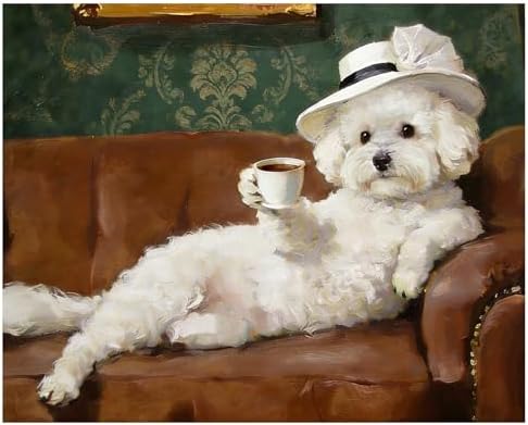 xcemhil Dog Paint by Numbers Kit for Adults Beginner, Lady Puppy Acrylic Paint by Number Kits Suitable for Home Wall Art Decor Gifts 16x20 Inch