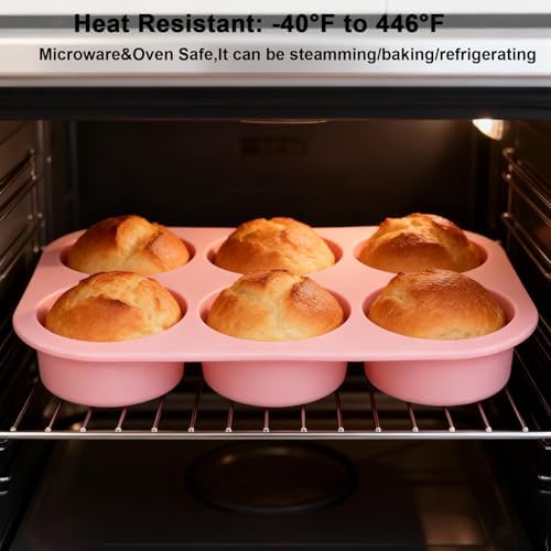 Nalchios 2 Pack Round Silicone Soap Molds, 3 Inch 6 Cavities Homemade Craft Silicone Molds BPA-Free, Heat Resistant, Easy Release & Clean, Home Kitchen Baking Pan for Cake, Muffin, Jelly Bakeware