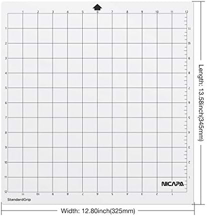 Standard Grip Cutting Mat for Silhouette Cameo 4/3/2/1 (12x12 inch,5 Mats) Standard Adhesive Sticky Quilting Cut Mats Replacement Accessories for Silhouette Cameo