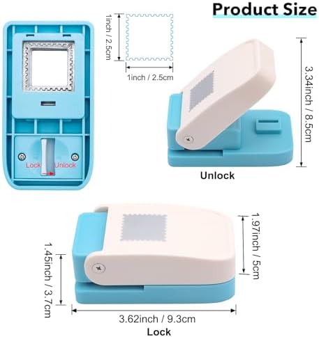 CYFUN DESIGN 2 Pcs Stamp Puncher, 1x0.8inch Rectangular Stamps Punch & 1x1inch Square Stamps Cutter Hole Puncher, Junk Journal Stamp Punch, Paper Punches for Crafting DIY Scrapbooking Card Making