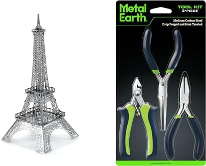 Metal Earth Eiffel Tower 3D Metal Model Kit and 3 Piece Tool Set Bundle Fascinations