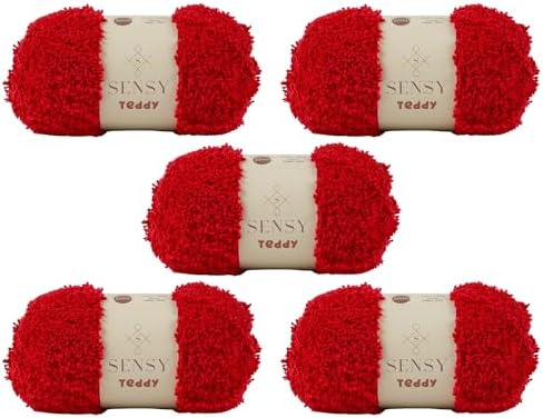 S Sensy Teddy-Micro Polyester Amigurumi #5 Bulky Yarn 5 Skein Red 109yds 4