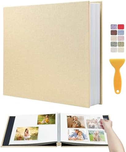 Photo Album Self Adhesive Scrapbook, 13"x12.6" 60 Pages/ 30 Sheets Large Photo Book for 4x6, 8x10 Pictures, DIY Album for Baby Wedding Family Travel Birthday