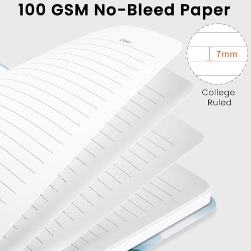 Lined Spiral Journal Notebook, A5 College Ruled Notebook for Note-Taking