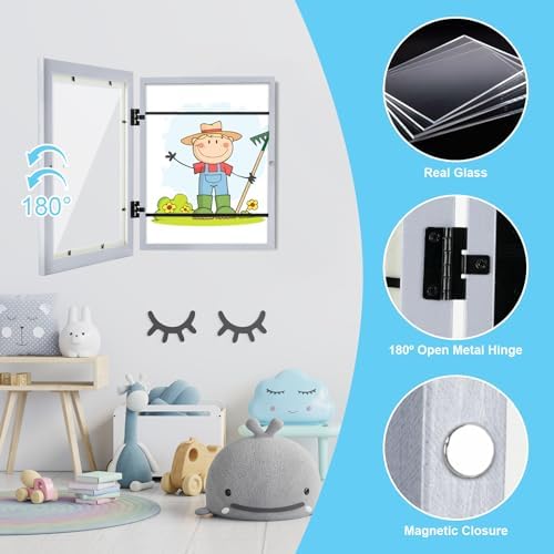 [2-Pack] Kids Art Frames, 8.5x11 Front Opening Kids Artwork Frames Changeable, Light Violet Blue Artwork Display Storage Frame for Wall, Holds 50 Pcs, for 3D Picture, Crafts, Children Drawing, Hanging