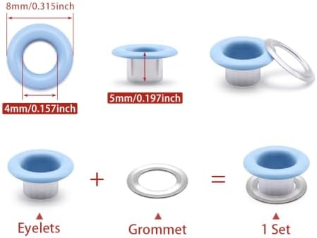 SEMINI 400 Sets 4mm Multi-Color Grommet Kit for Fabric Leather Crafts
