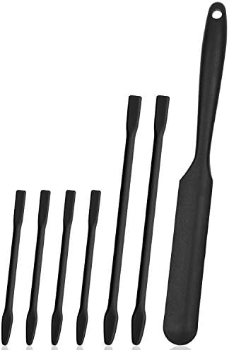 Gartful Black Silicone Stir Sticks Kit for Epoxy, 1pcs Silicone Spatula for Resin, 2pcs Large Silicone Stir Sticks, 4pcs Small Silicone Sticks, DIY Craft Tool for Mixing Resin, Paint, Liquid, Set of 7