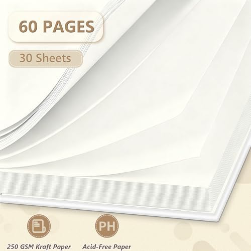 popotop 12x12 Inch Scrapbook Photo Album, 60 Page Decorative Kraft Paper Book for 4x6 5x7 6x8 Pictures, DIY Memory Photo Albums as Gifts for Wedding Baby Christmas School Family