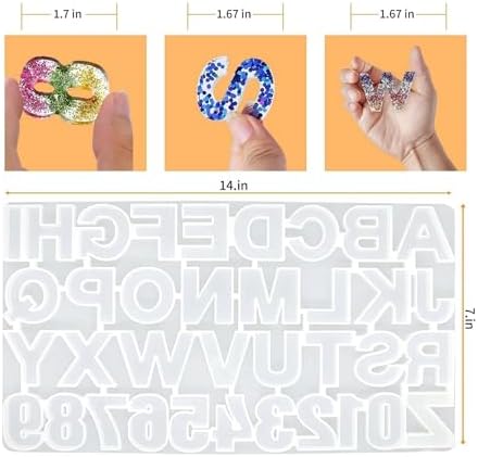 Silicone Alphabet Letter Molds, Resin Epoxy Casting Mold with Numbers, DIY Craft Jewelry Making Pendant Charm Molds for Keychain Necklace (1 Pack)
