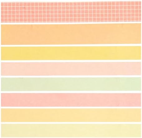 YUBBAEX 8 Rolls Basic Washi Tape Set Solid Color Grid Masking Decorative Tapes for Arts, DIY Crafts, Journals, Planners, Scrapbooking, Wrapping (Yellow)