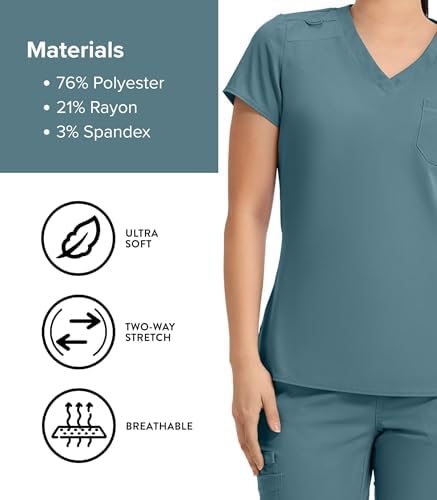Med Couture Touch Women's Scrub Tops V-Neck Tuck-in Top with 1 Pocket