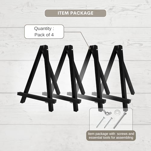 17 Inch Large Tabletop Easel Stand | Small Canvas Painting Display Easel Stand - Black | Canvas Paintings, Arts & Crafts, Frames, Wedding | Kids, Artists, Adults (4-Pack)