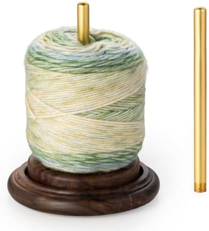 Rovarahoom Walnut Wooden Yarn Holder for Crocheting, Yarn Spinner Stand with Rotating Mechanism, Crochet Holder for Knitting Lovers Mom Craft Enthusiasts Great Gift - Single Spindle