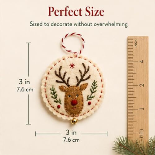 DIY Felt Christmas Ornament Kit,Hand Embroidery Christmas Ornaments kit