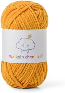 Skinny Chenille Yarn for Crocheting, 1.75 oz/ 109 yds Amigurumi Yarn&Baby Yarn for Crocheting Soft, Fluffy Fingering Weight Velvet Yarn for DIY Crafts&Baby Blankets.(Turmeric)