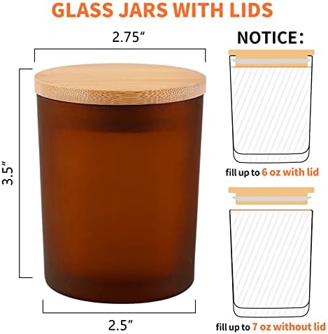 SUPMIND 15 Pack Candle Glass Jars- 7oz Frosted Amber Candle Containers