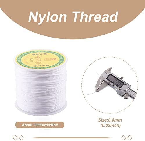 0.8mm White Nylon Cord for Jewery Making, 100 Yards Kumihimo Bracelet String Beading Thread for Braided Ornament Lanyard Chinese Knot Macrame Craft