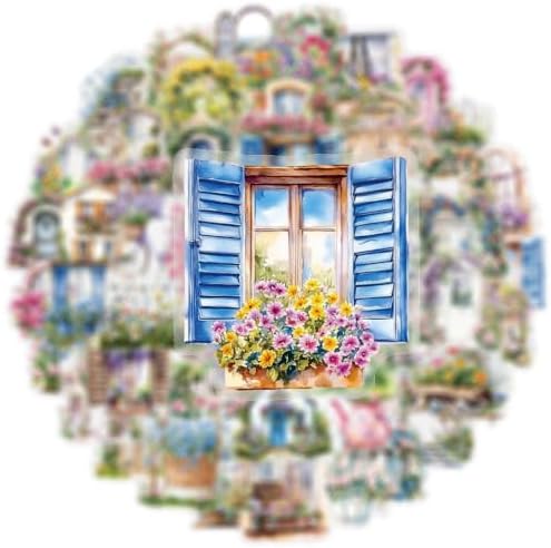 50PCS Garden Stickers Aesthetic PET Sticker Garden Flower wall Decal Waterproof Decorative Decals for Scrapbook DIY Crafts Album Bullet Journal Planner Water Bottles Laptop Phone (Garden Sticker)