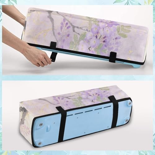 Binienty Scrapbooking Die-Cut Machine Dust Covers - Purple Floral Bird Cutting Machine Carrying Case with Storage Pockets Boho Vintage Home Decoration Accessories