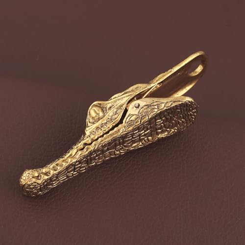 Vintage Crocodile Head Journal Clip - 3.4 Inch Heavy Duty Alligator Metal Book Clip Pin, Solid Decorative Bookmark Paper Organizer Notebook Holder Planner for Home Office Desk