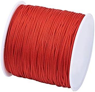 0.8mm Red Nylon Cord for Jewery Making, 100 Yards Kumihimo Bracelet String Red Beading Thread for Braided Ornament Lanyard Chinese Knot Macrame Craft