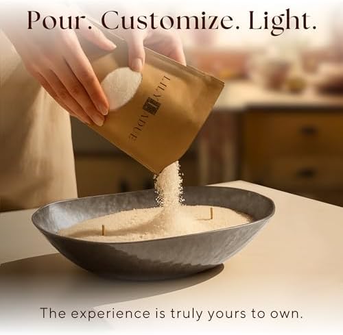 LILY LADUE Sand Candle Kit - 1Lb/16Oz Pearled Candles Sand and Wicks (24) with Silver Holder, Unscented Aroma Beads, Reusable Pearled Candle Wax for DIY Home Kit, Powder Beads Refill Available