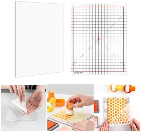 BAOFALI 3Pcs/Set 4.75x6inch Multi-Use Non-Slip Sticky Mats Fit in Stamp Positioning Tool Set,Photopolymer Grip Mat with Printed Guides in Placeholding Stencil in Place Crafts Scrapbooking Fixed Mat.