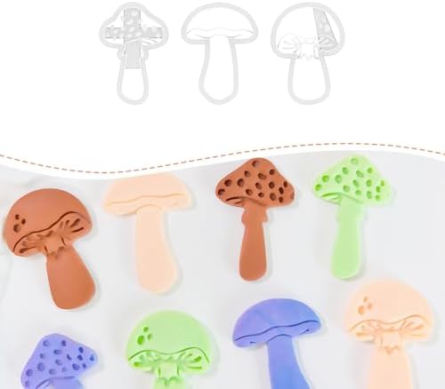 Xaekicr 3pcs Mushroom Clay Cutters – Polymer Clay Cutters for Earrings, Textured Clay Molds, Clay Tools for Polymer Clay Jewelry Making