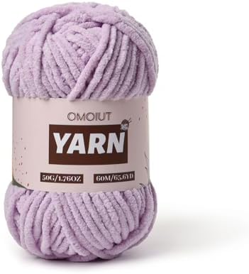 Plush Chenille Chunky Crochet Yarn - Baby Yarn for Crocheting Soft - Velvet Yarns Knitting for Blankets Crafts - Fluffy Amigurumi Yarns 50g / 65.6yd (Light Purple)