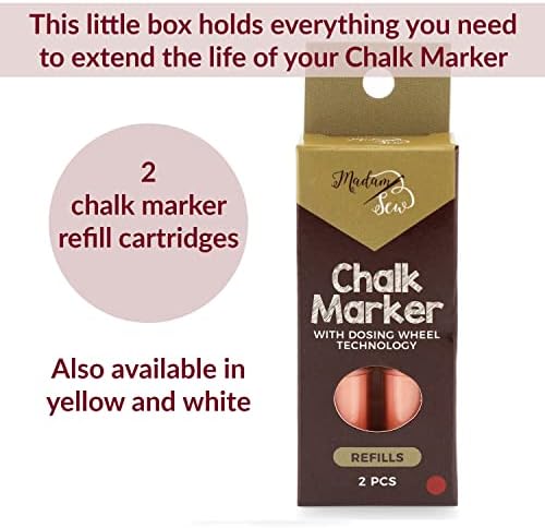 Madam Sew Refillable Tailors Chalk for Fabric - Washable Fabric Markers for Sewing and Quilting with Dosing Wheel, Tailor Chalk Pen for Precise Marking on Cotton, Knit, Suede [Red]