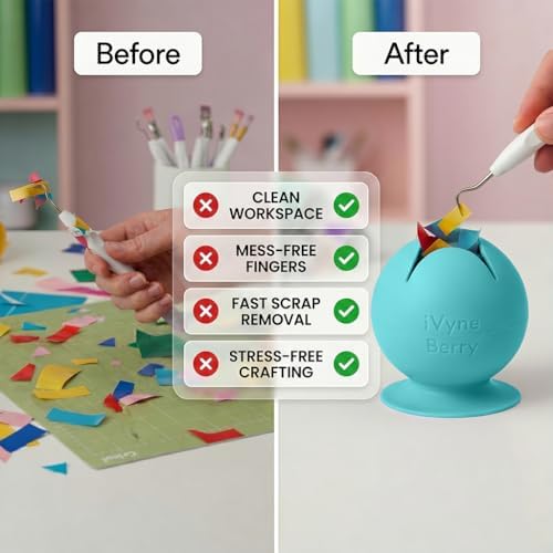 iVyne Berry Suctioned Vinyl Weeding Scrap Collector | Versatile Multi-Surface Suction & Anti-Spill Vinyl Scrap Collector w/Soft and Flexible Silicone to Protect your Weeding Tools | Blue, 1 Pack